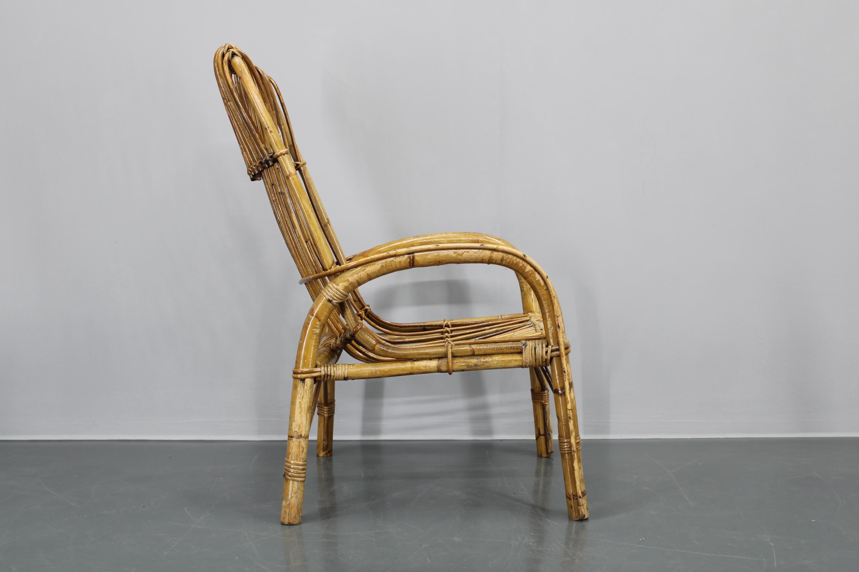 1950s Franco Albini “French Riviera” Rattan Armchair, Italy For Sale 3