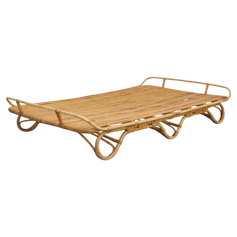 1950s Franco Albini Inspired Bamboo Daybed Frame with Sleigh Shaped Frame  For Sale at 1stDibs