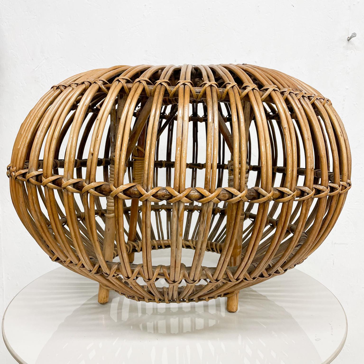 Mid-20th Century 1950s Franco Albini Vintage Rattan Pouf Ottoman Footrest Stool from Italy For Sale