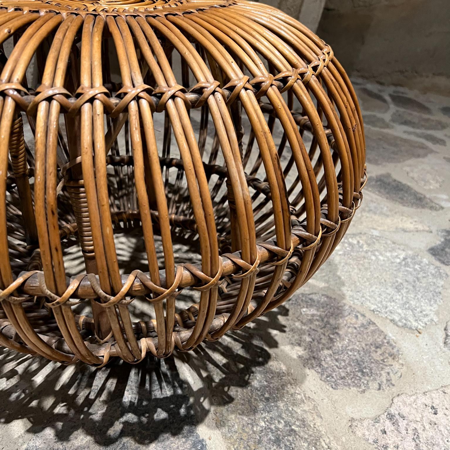 1950s Franco Albini Vintage Rattan Pouf Ottoman Footrest Stool from Italy In Good Condition For Sale In Chula Vista, CA