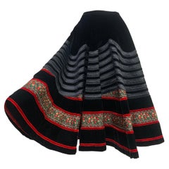 1950s Franco Bertoli Extravagant Italian Velvet Peasant Style Full Circle Skirt