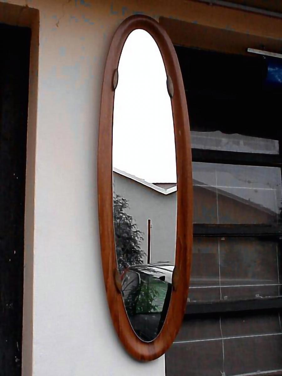 1950s Franco Campo & Carlo Graffi Design Years 50 Mirror Teak Home Production In Excellent Condition In Biella, IT