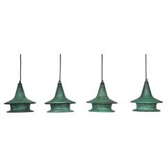 1950er Frank B. Nightingale Kupfer Pendelleuchte Hanging Garden Light Set Burbank Ca.