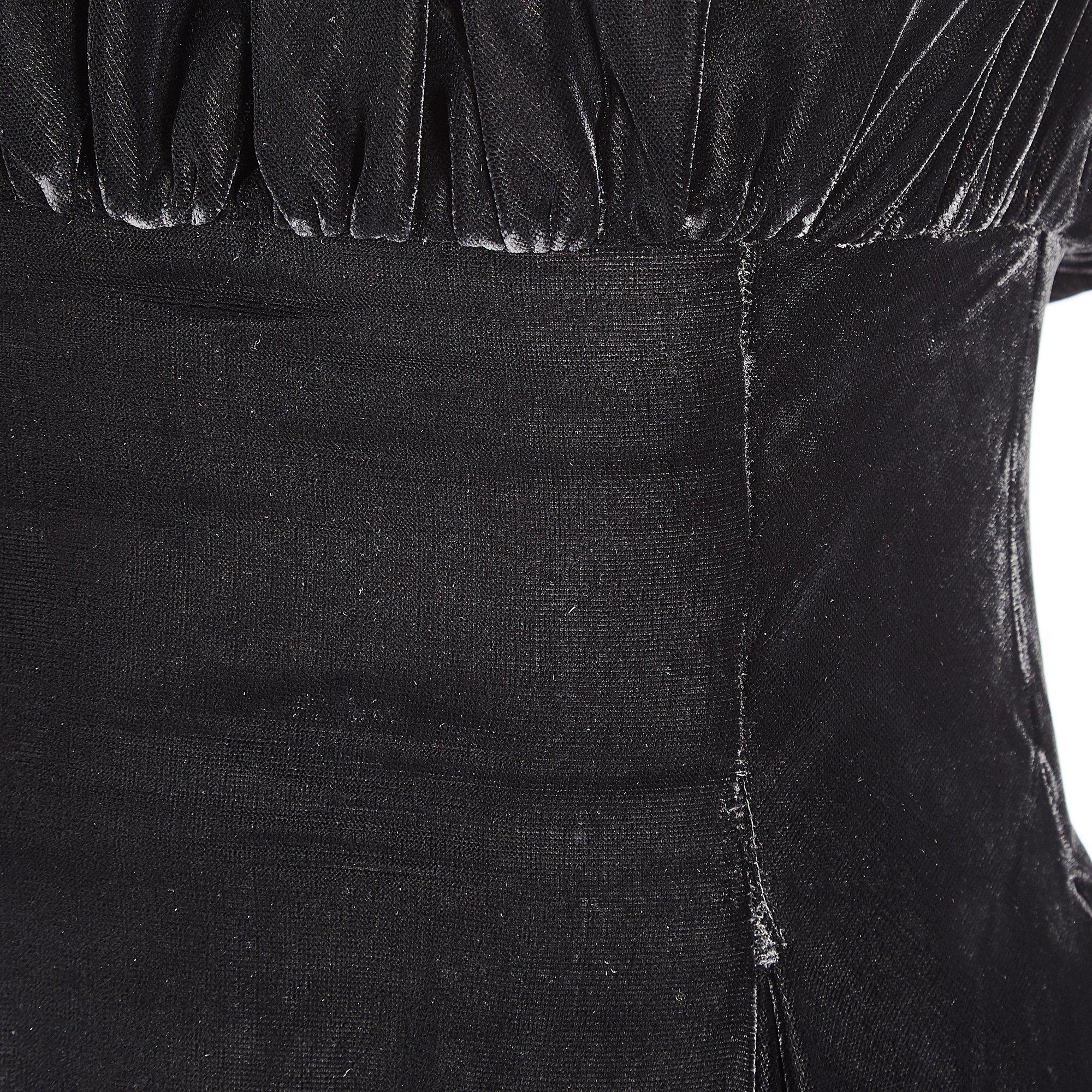 Frank Usher - Robe Panne noire en velours de soie des années 1950 Excellent état - En vente à London, GB