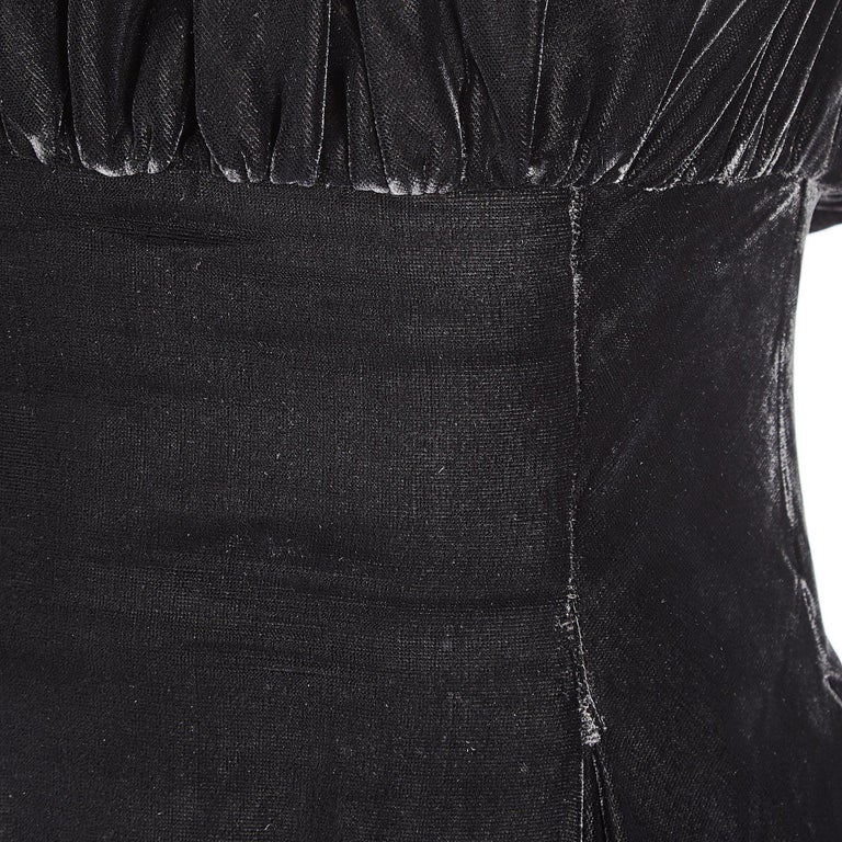 Women's 1950s Frank Usher Black Panne Silk Velvet Dress For Sale