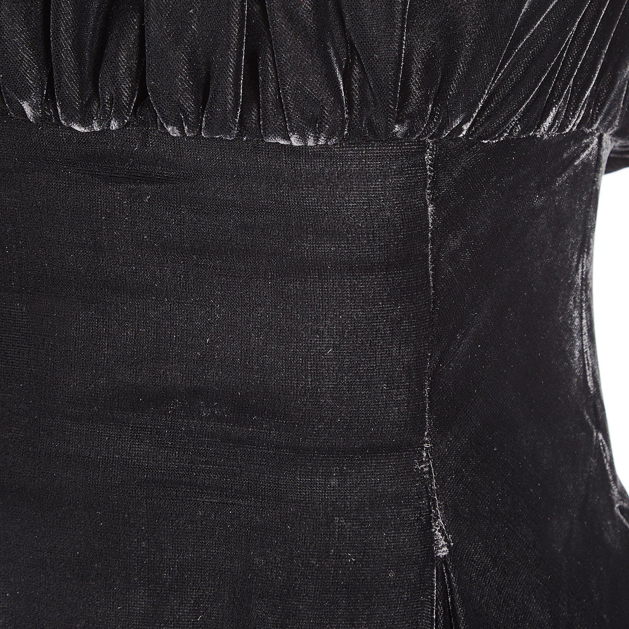 Vestido de terciopelo de seda panne negro Frank Usher de los años 50 en Excelente estado para la venta en London, GB