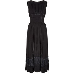 1950s Frank Usher Black Panne Silk Velvet Dress