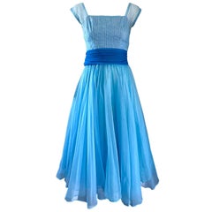 1950s Fred Perlberg Beautiful Robins Egg Blue Fit n' Flare Vintage 50s Dress