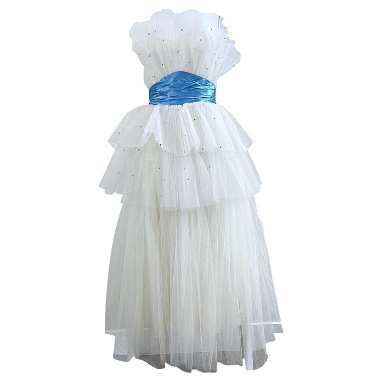 white christmas dresses Blue Retro 1950s Vintage Tea Length Lace Wedding Dress DV3033 Size 10 / Blue main image 1