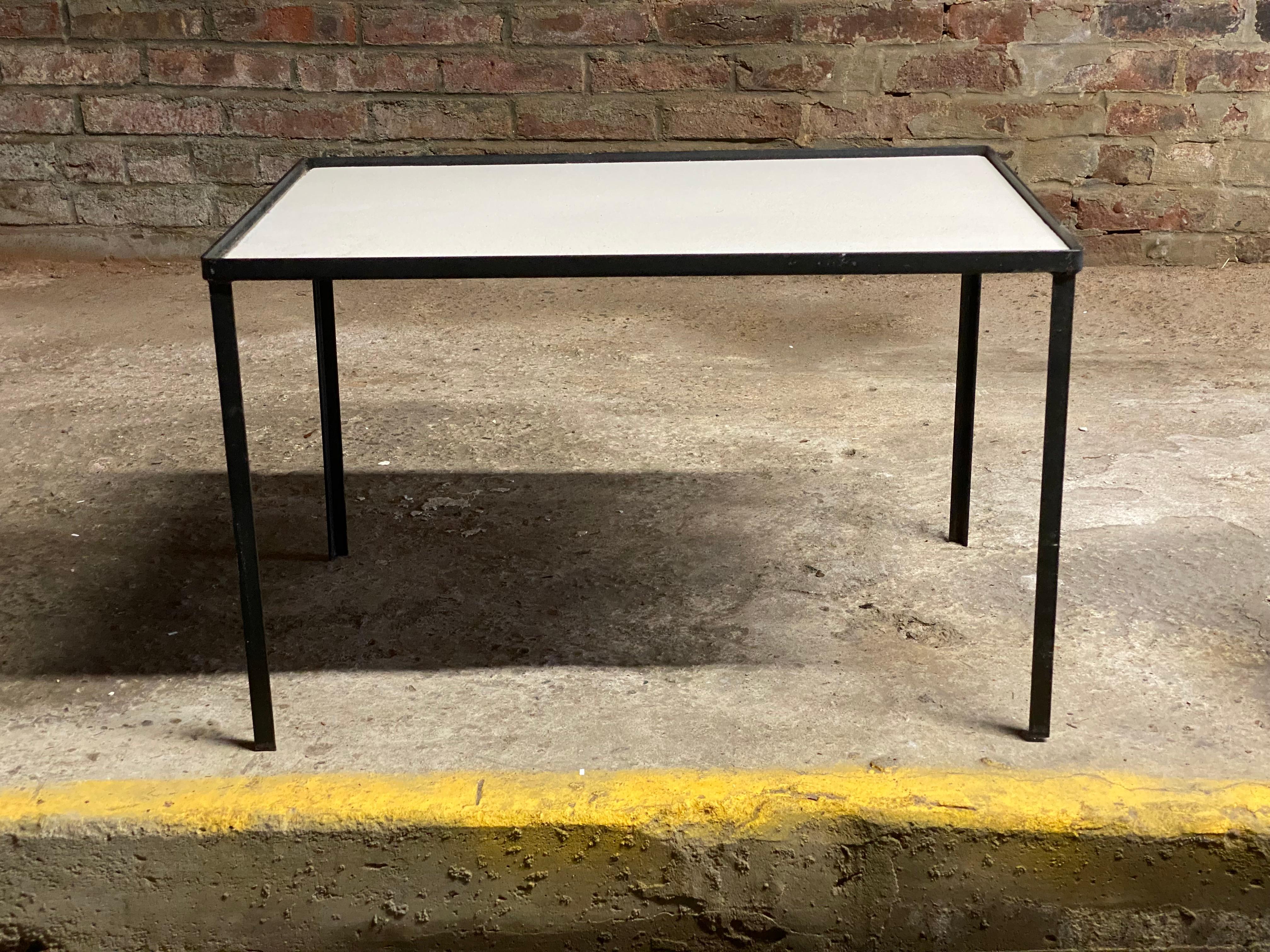 Mid-Century Modern 1950s Frederic Weinberg Iron End Table or Stacking Shelf For Sale
