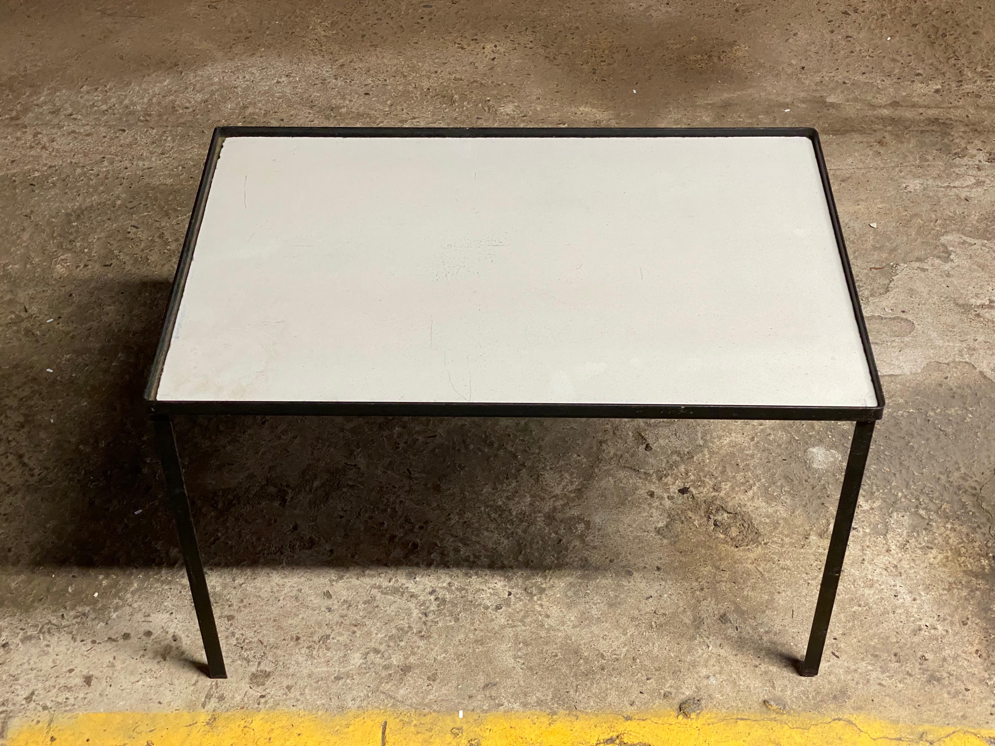 1950s Frederic Weinberg Iron End Table or Stacking Shelf In Good Condition For Sale In Garnerville, NY