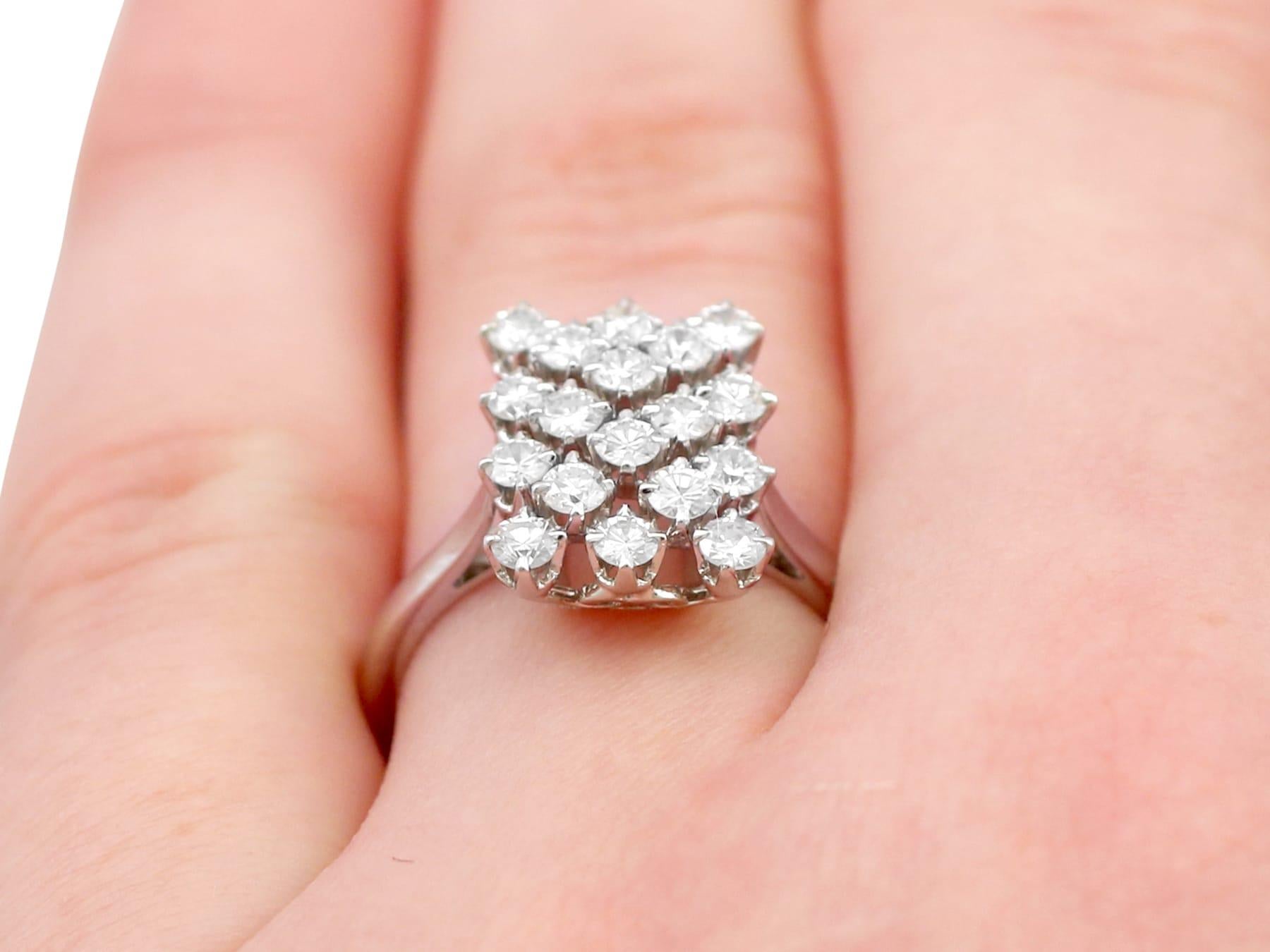 1950s French 1.26 Carat Diamond and White Gold Cocktail Ring For Sale 3