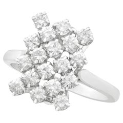 Retro 1950s French 1.26 Carat Diamond and White Gold Cocktail Ring