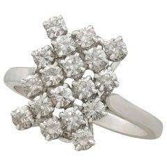 1950s French 1.26 Carat Diamond and White Gold Dress Ring