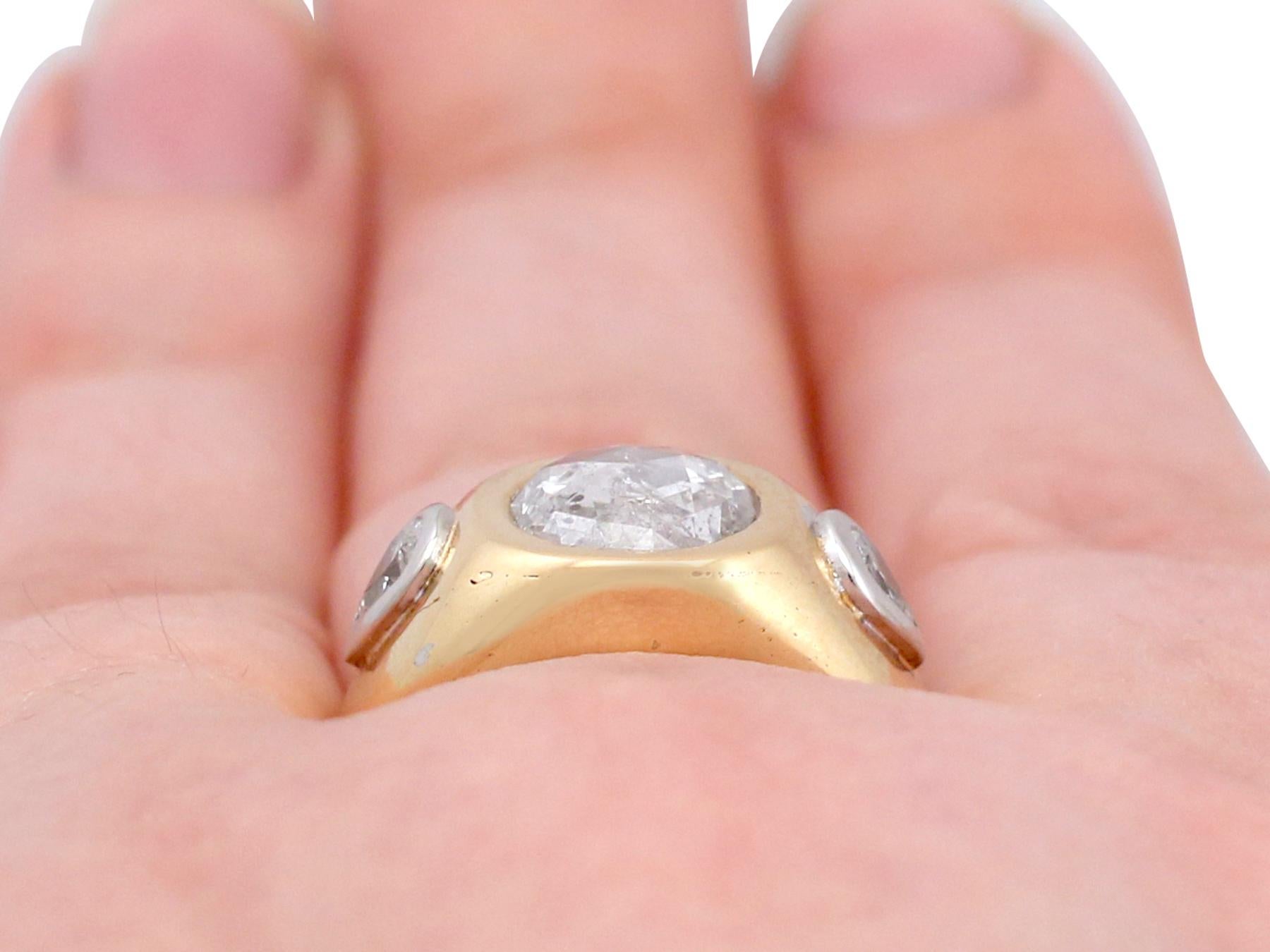 1950er Jahre Französischer 1,45 Karat Diamant und Gelbgold Kleid-Ring im Angebot 3