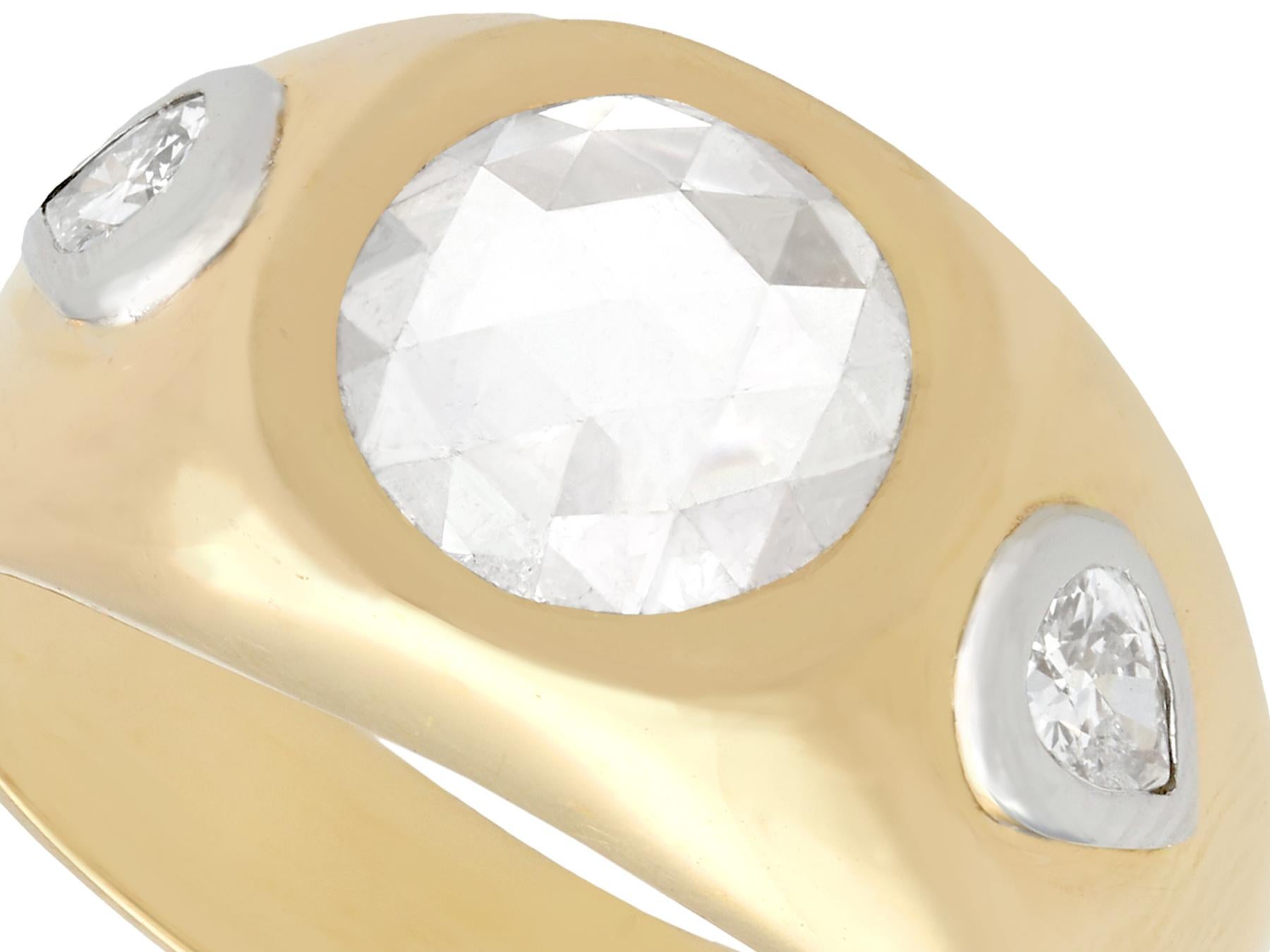 1950er Jahre Französischer 1,45 Karat Diamant und Gelbgold Kleid-Ring (Rosenschliff) im Angebot