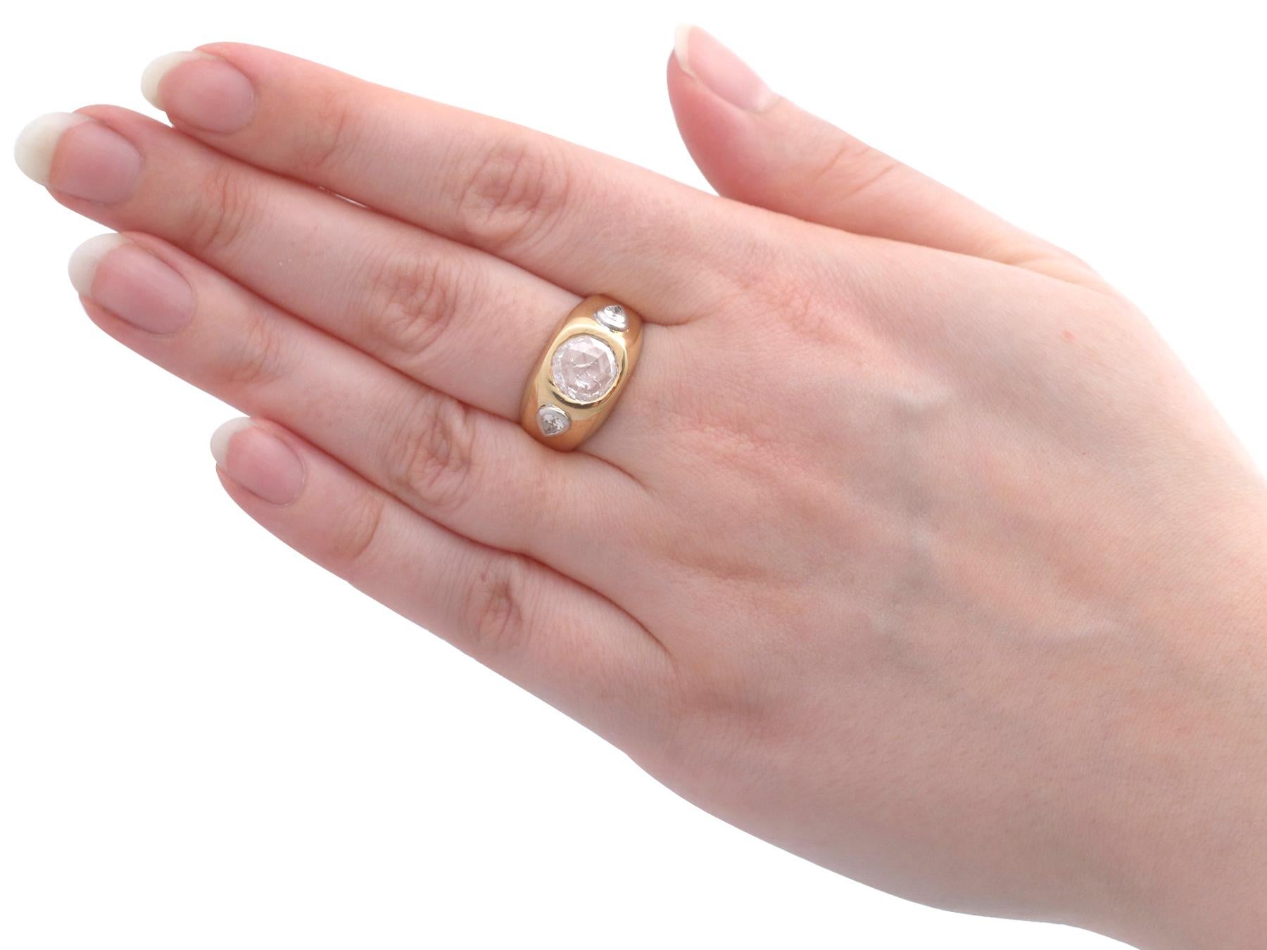 1950er Jahre Französischer 1,45 Karat Diamant und Gelbgold Kleid-Ring im Angebot 1