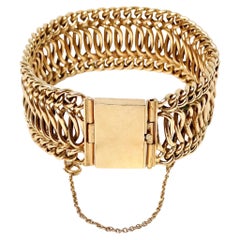 1950s French 14k Yellow Gold Woven Chain Bracelet
