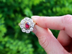 1950s French 2.05 Carat Diamond and Oval Cut Ruby Color Doublet Engagement Ring