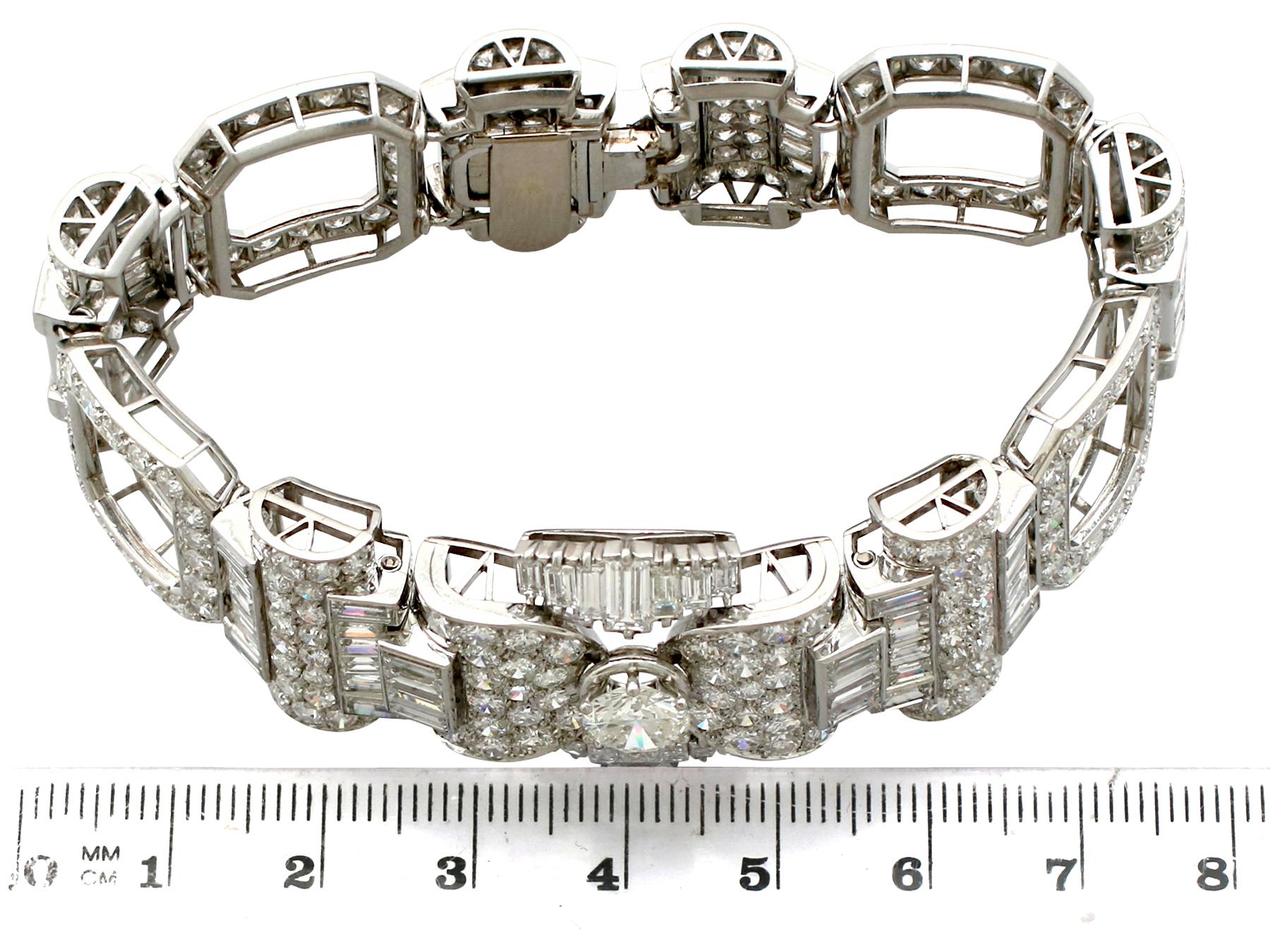 1950s Vintage French 21.38 Carat Diamond and Platinum Bracelet 2