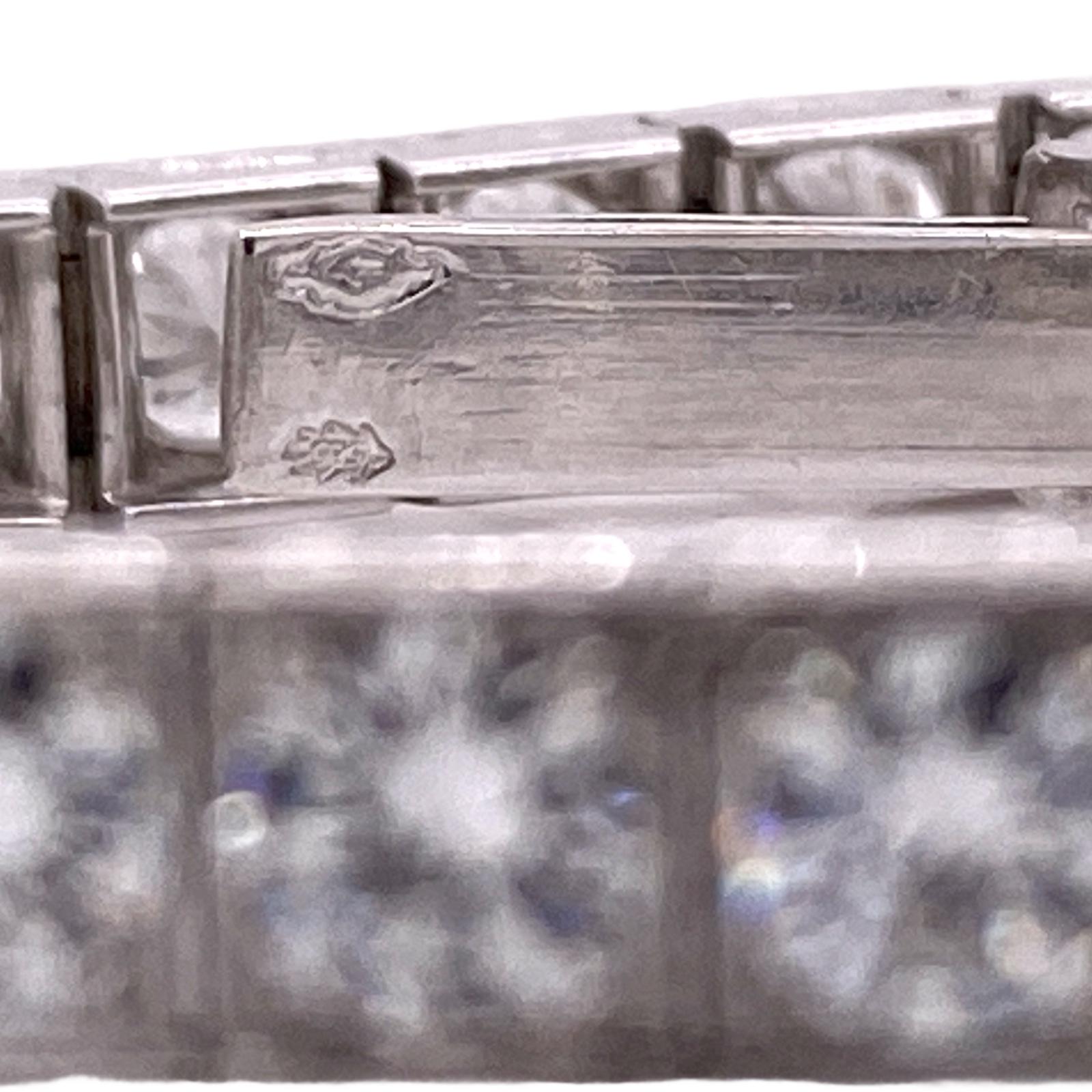 Art Deco 1950's French 9.25 Carat Diamond White Gold Line Tennis Bracelet