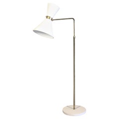1950s French Adjustable Brass Floor Lamp on Limestone Base