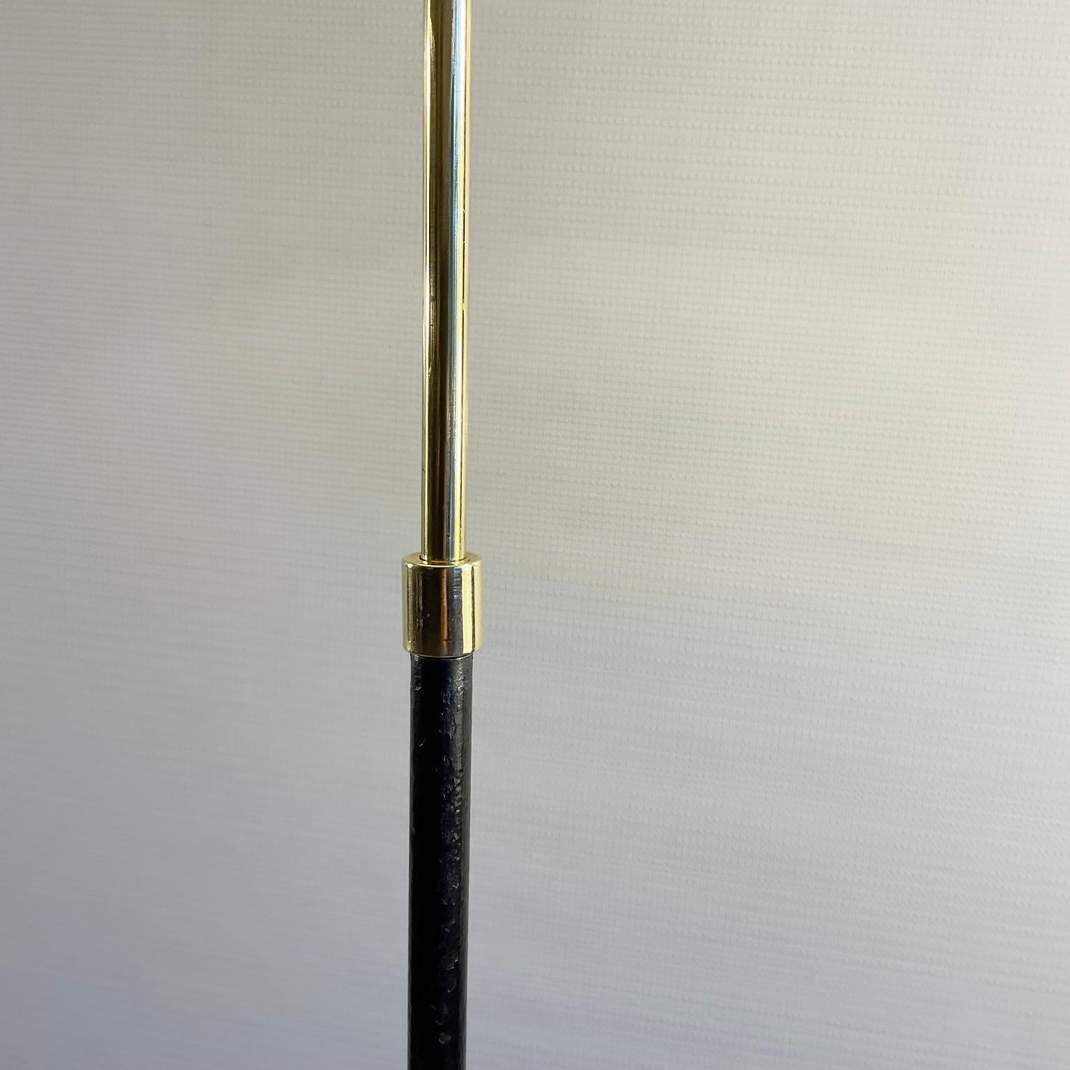 1950s Adjustable Iron and Brass Floor Lamp with Magazine Rack 1