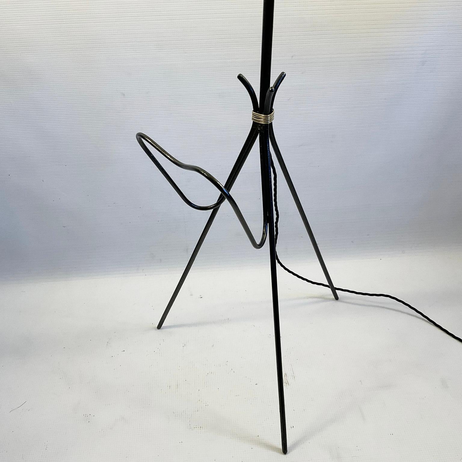 1950s Adjustable Iron and Brass Floor Lamp with Magazine Rack 2
