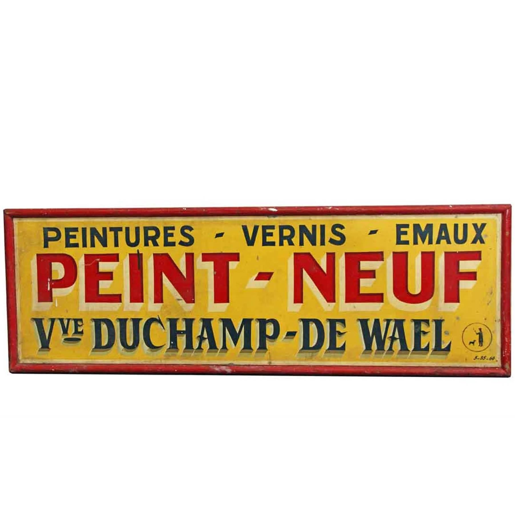 1950s French Advertising Peint Neuf Sign