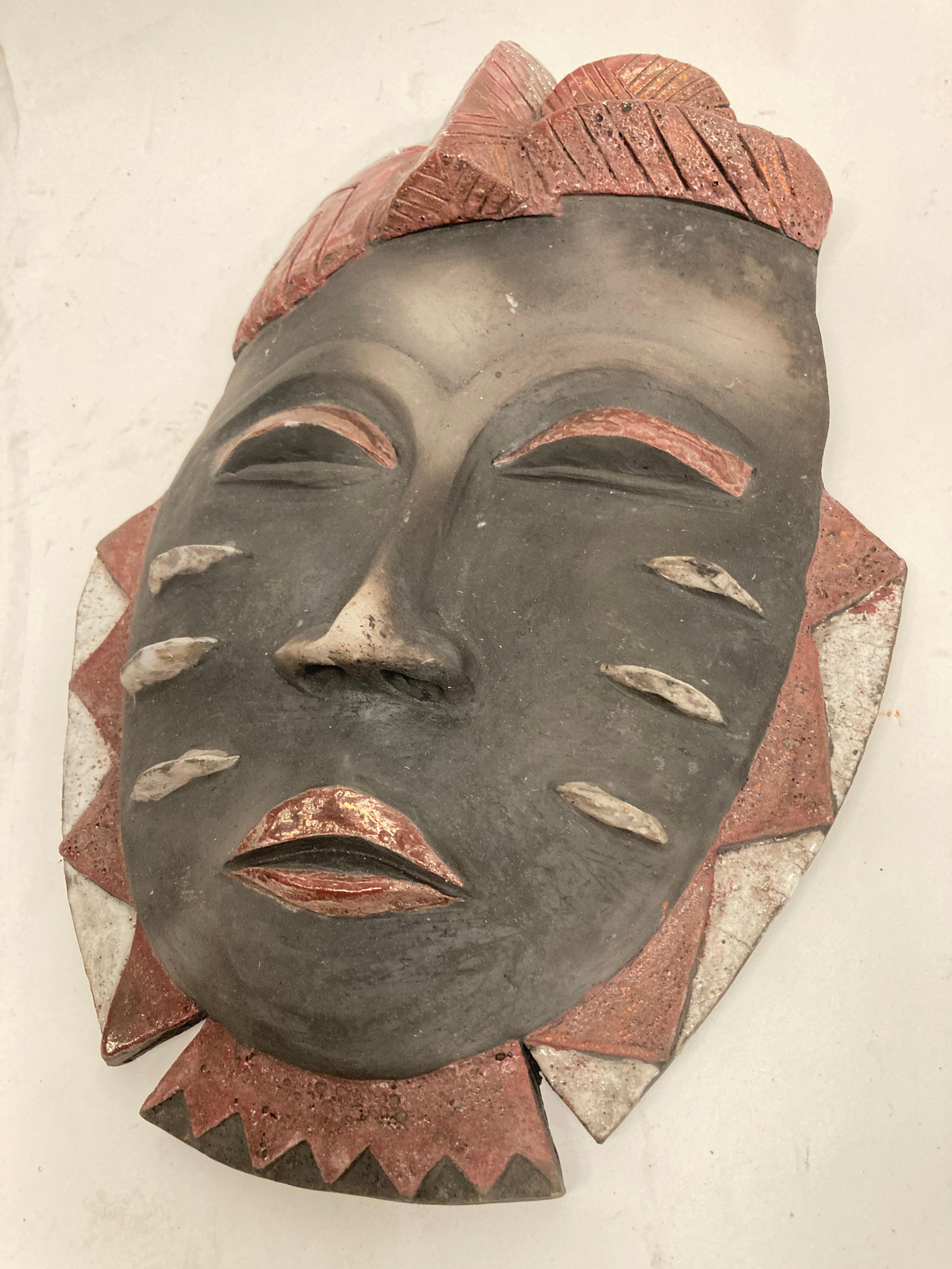 Mid-20th Century 1950's French African Ceramic Mask  For Sale