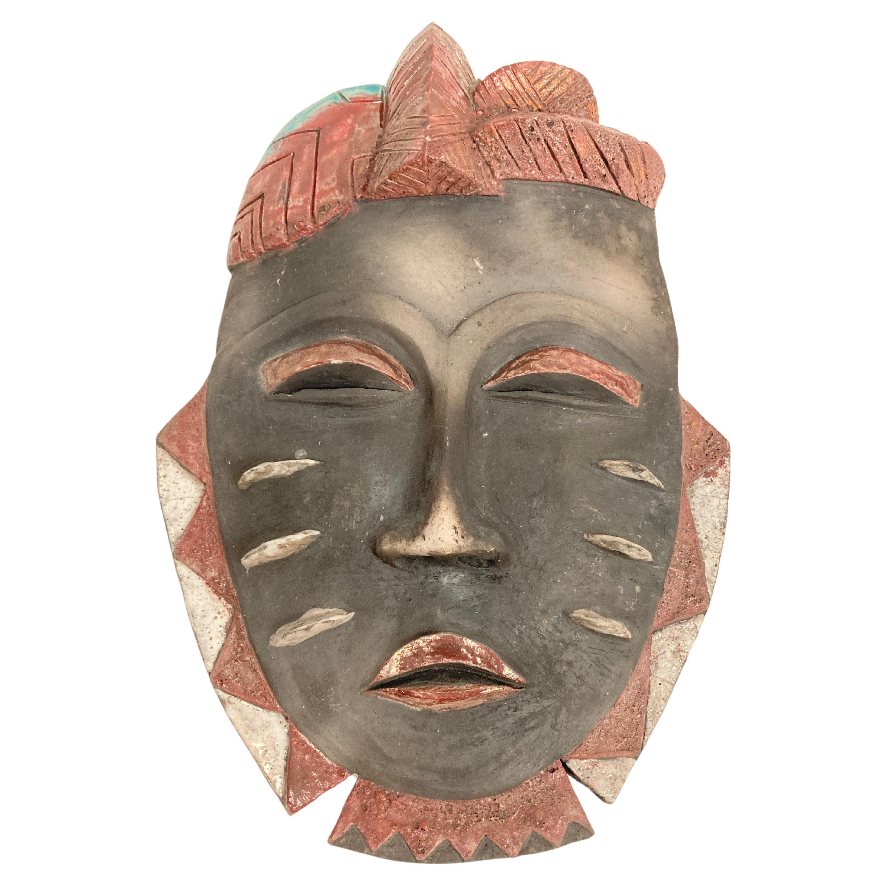 1950's French African Ceramic Mask  For Sale