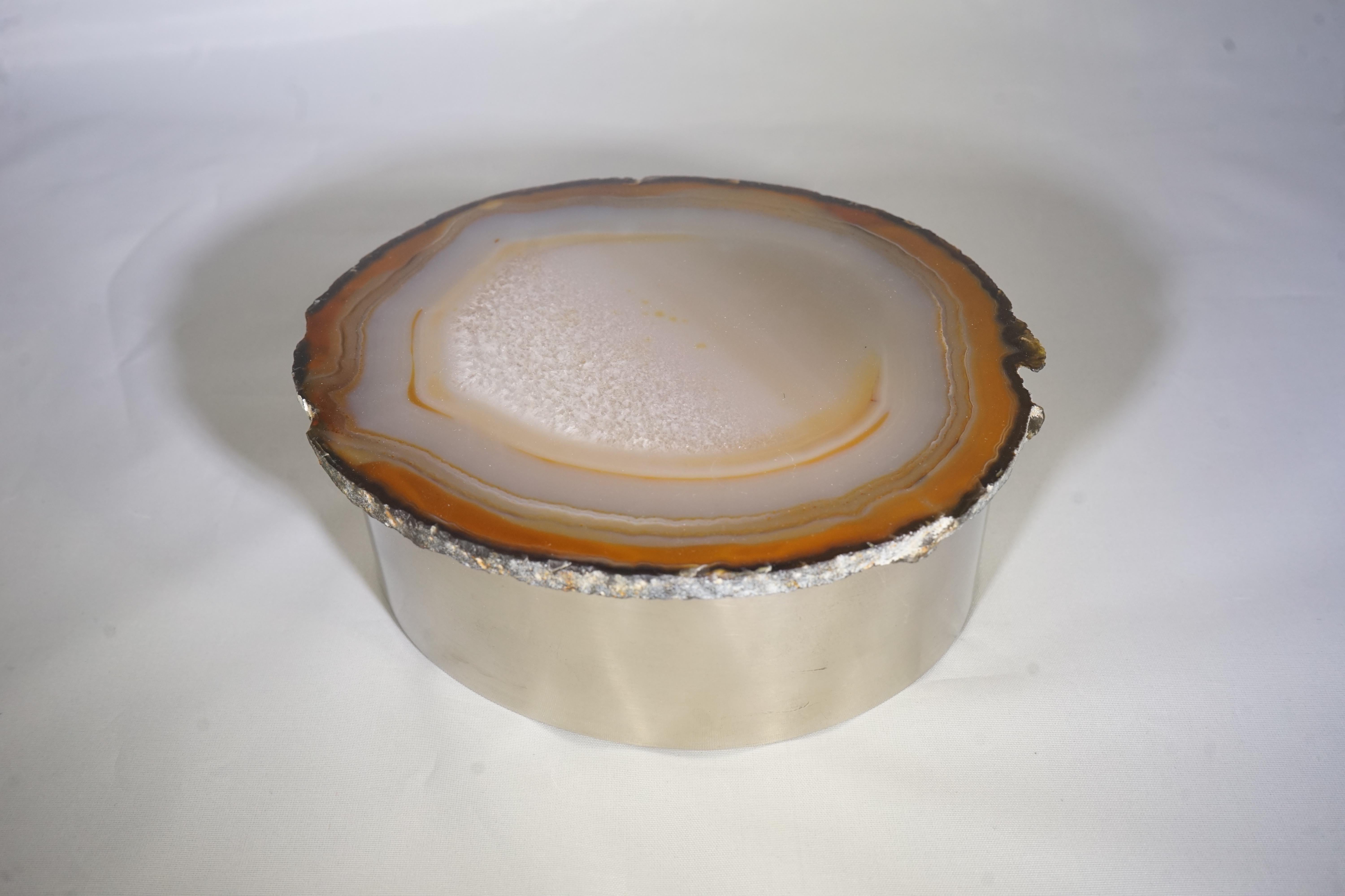 1950s French Agate & Silver Plated Vide Pouche 2