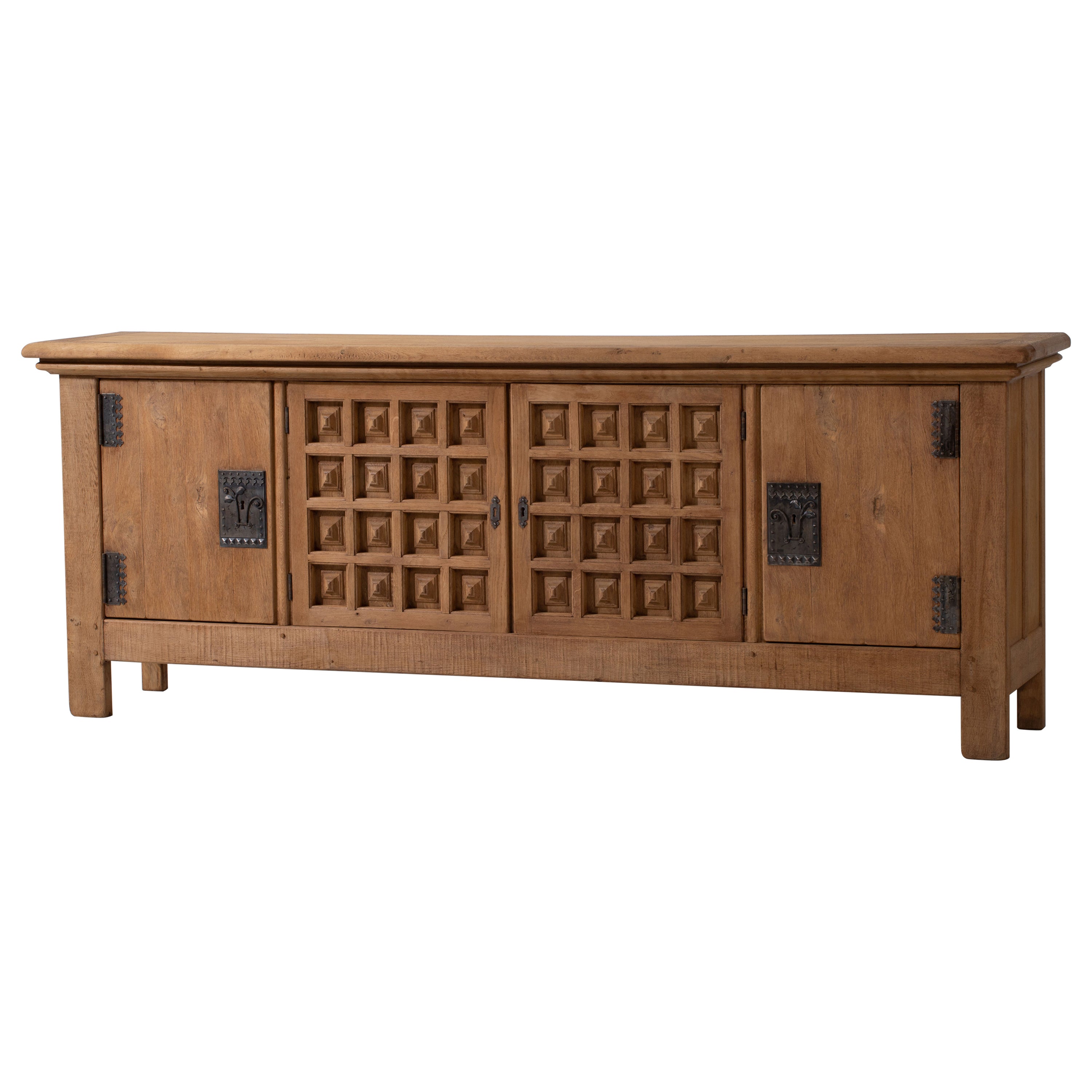 1950s French Alpine Solid Oak Sideboard