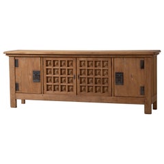 1950s French Alpine Solid Oak Sideboard