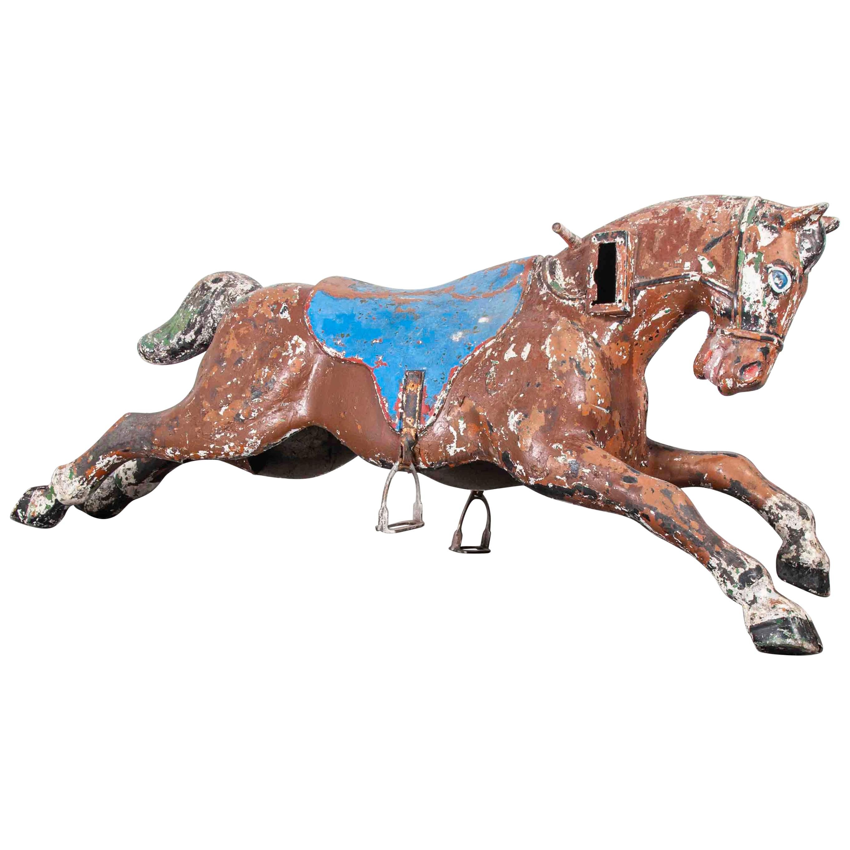 1950s French Amusement Park Large Decorative Horse, Original Paint For Sale