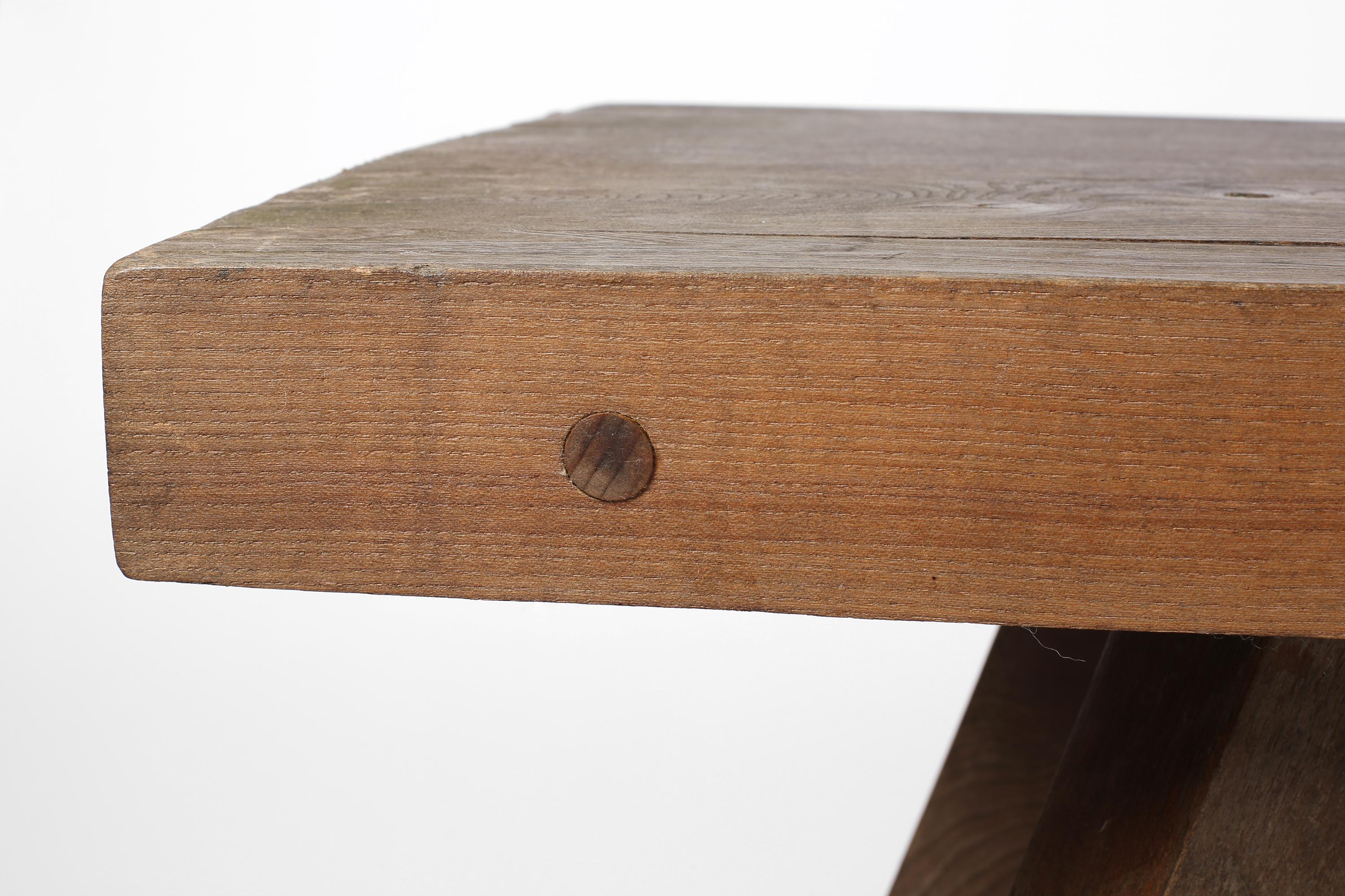 1950s French Architect Made Table in Weathered Elm For Sale 4