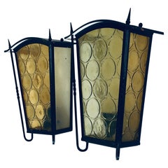 1950's French Architectural Design Outdoor Wall Lamp Set