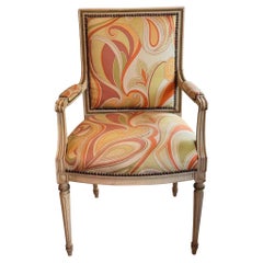 Vintage 1950s French Arm Chair With Pucci Fabric