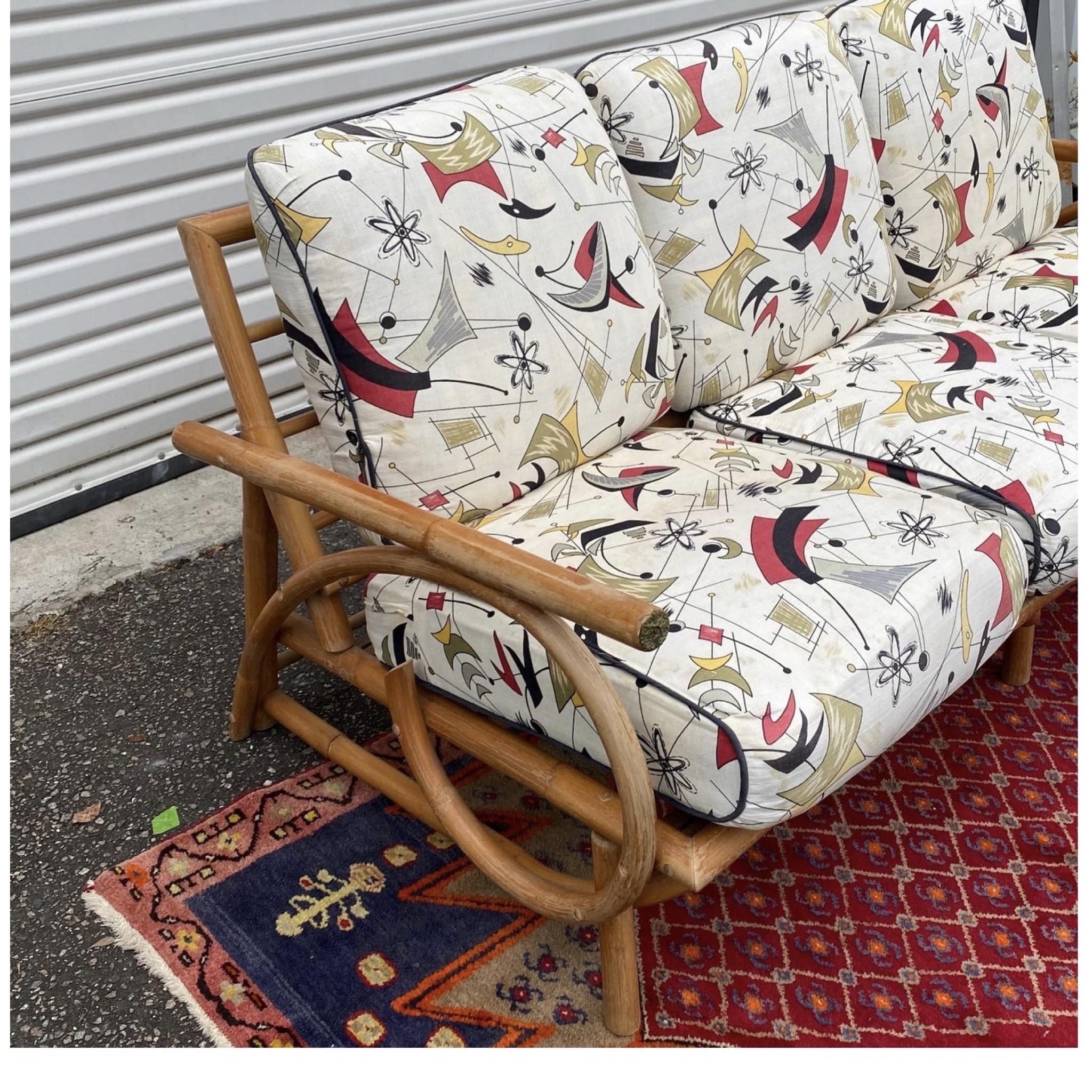 Metal 1950’s French Art Deco Bamboo Sofa