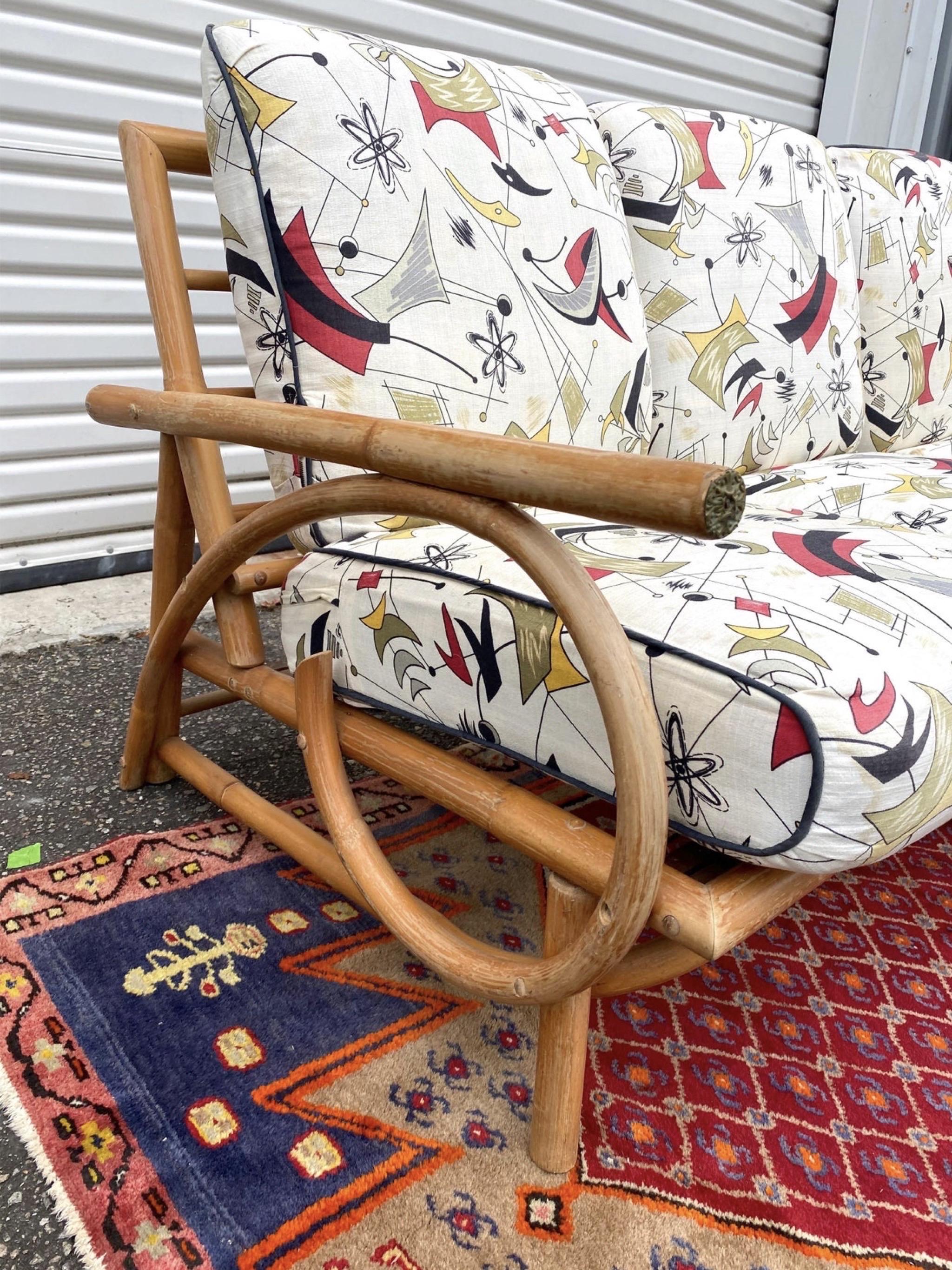 1950’s French Art Deco Bamboo Sofa 1