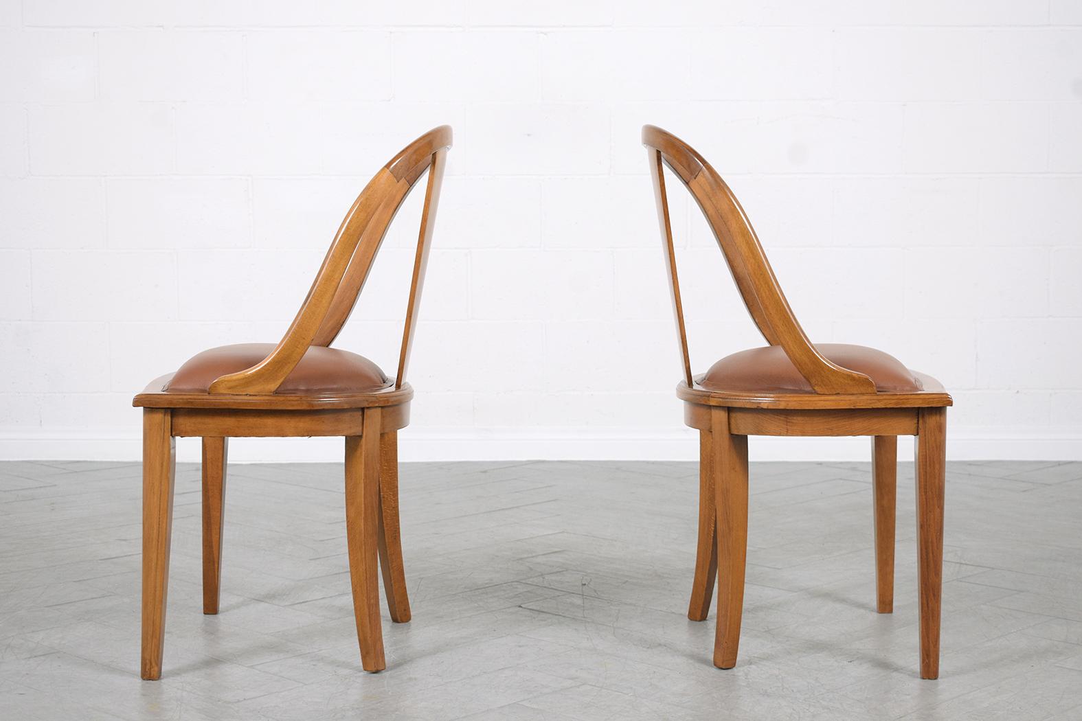 1950s French Art Deco Walnut Dining Chairs 3