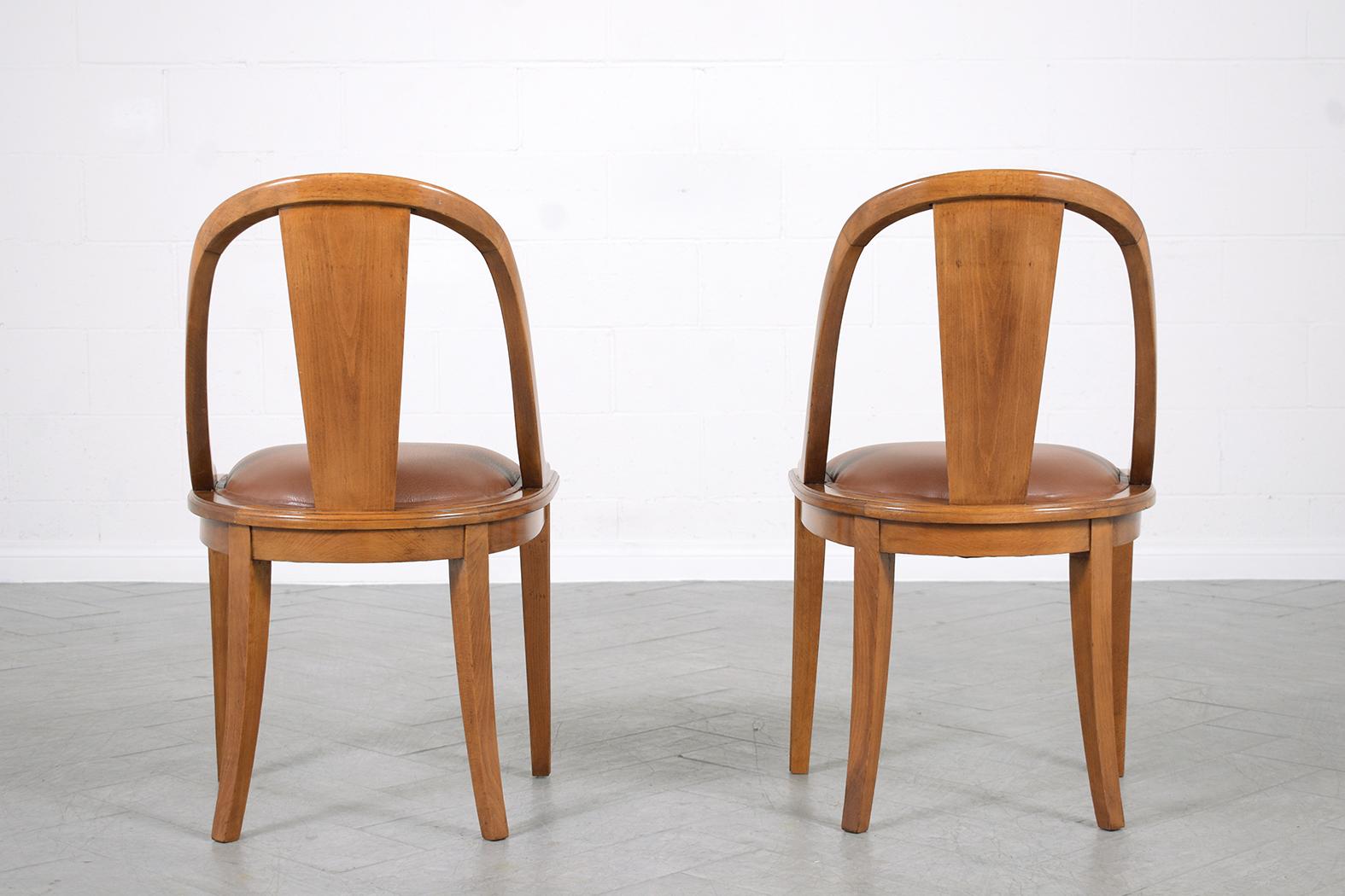 1950s French Art Deco Walnut Dining Chairs 4