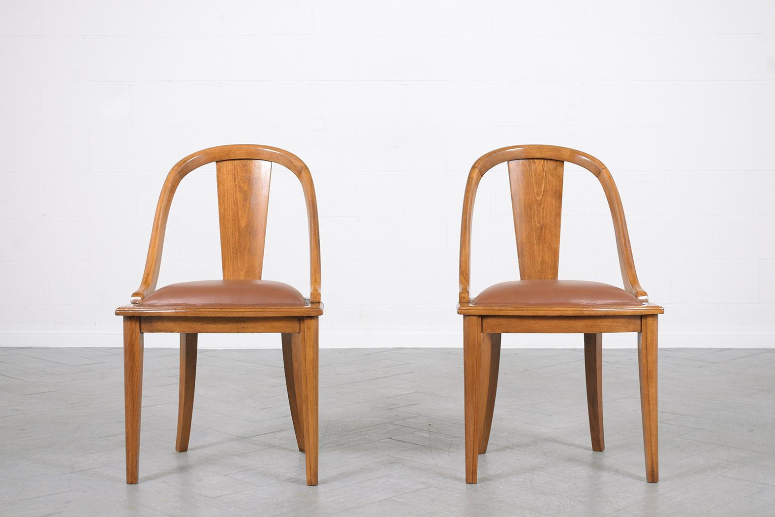 Mid-20th Century 1950s French Art Deco Walnut Dining Chairs