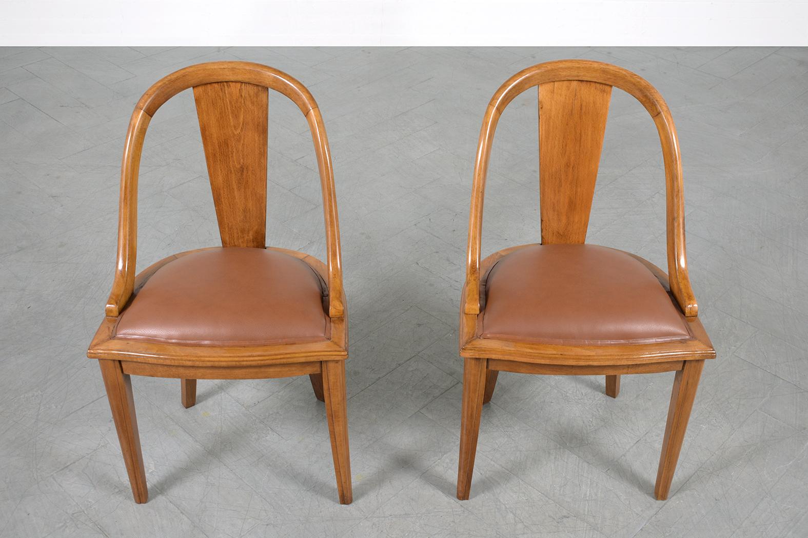 1950s French Art Deco Walnut Dining Chairs 1