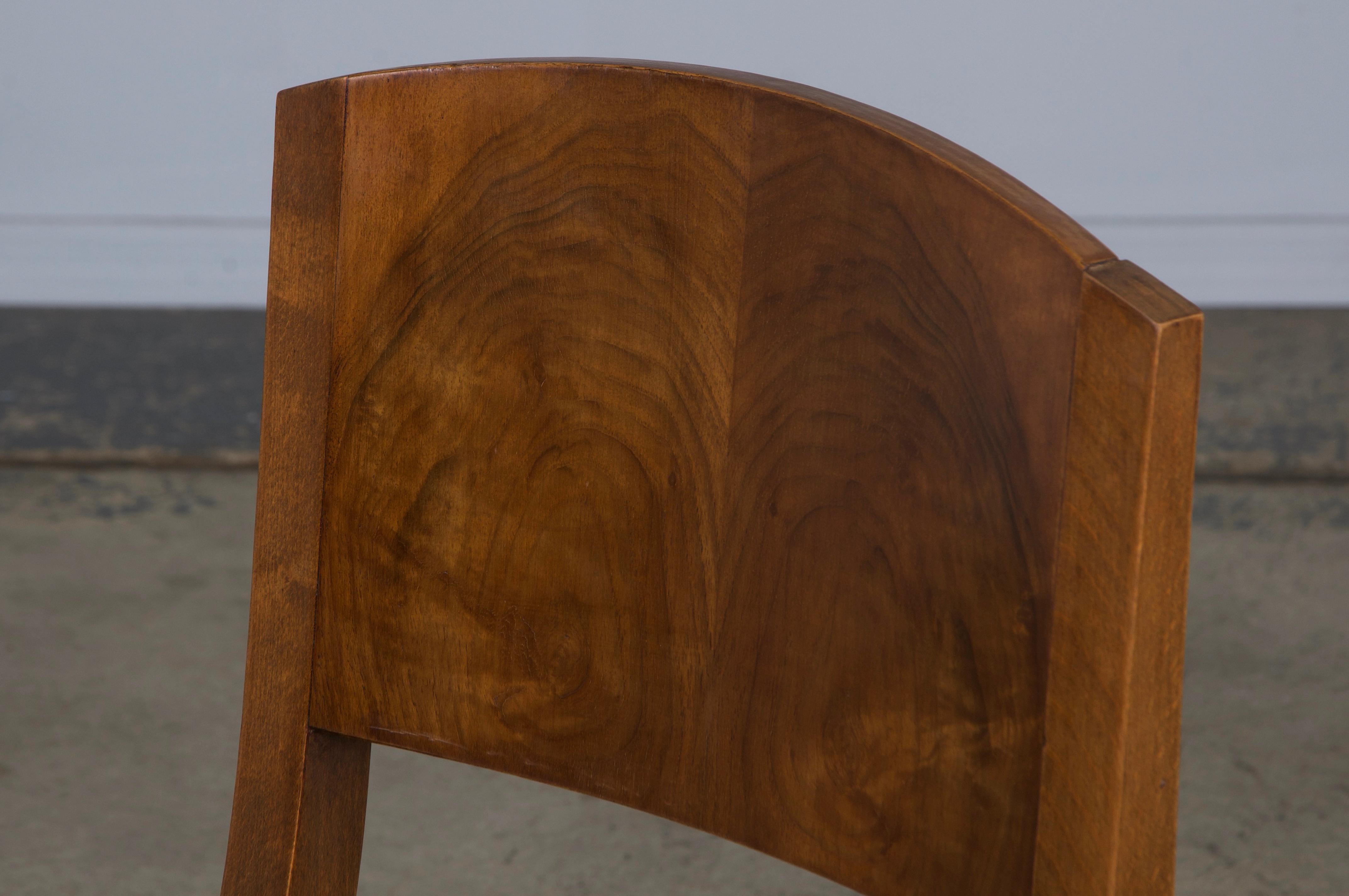 1950s French Art Deco Maple Dining Chairs W/ Blue Velvet - Set of 6 For Sale 9