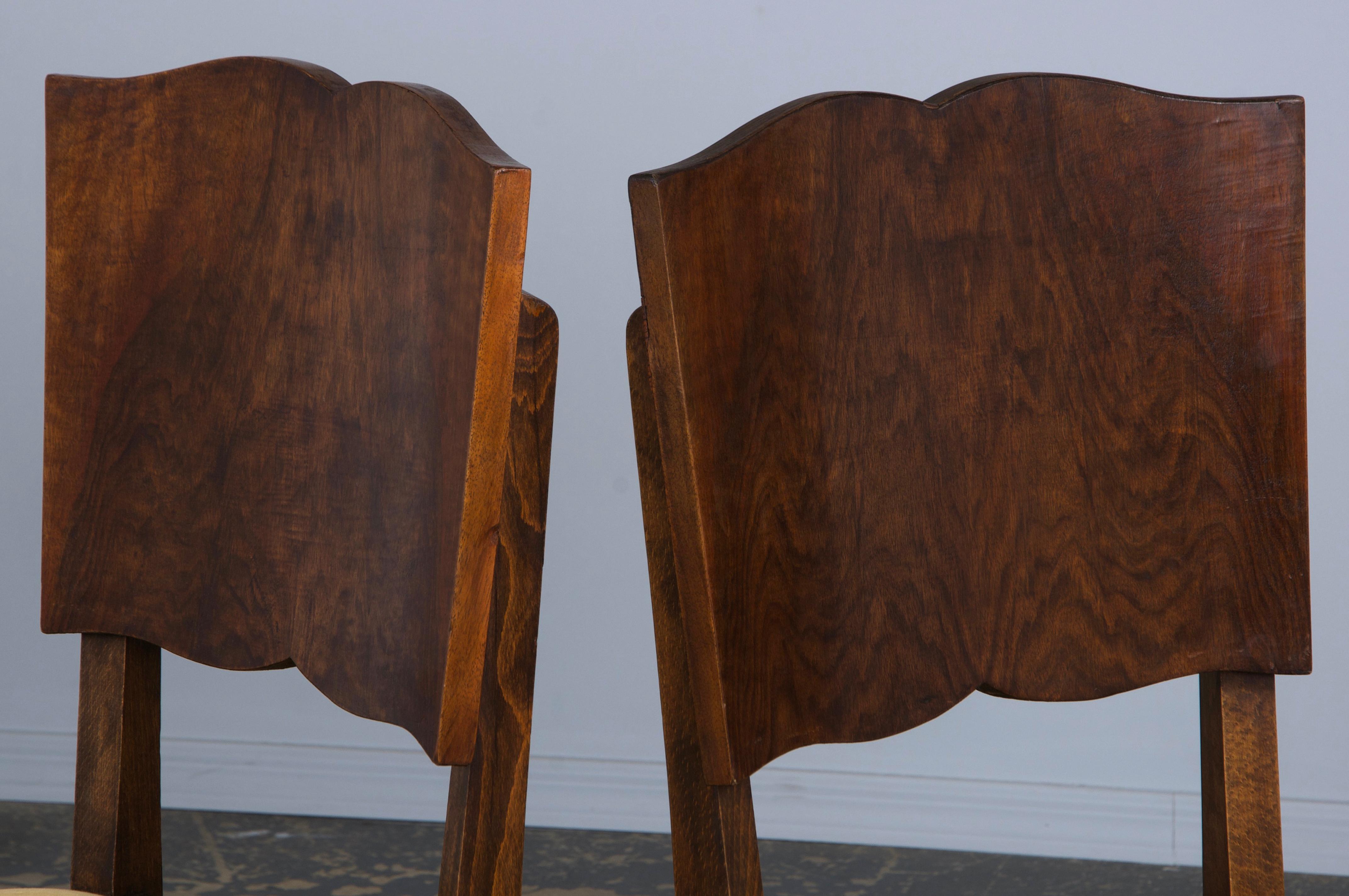 1950s French Art Deco Maple Dining Chairs W/ Golden Yellow Velvet - Set of 6 For Sale 8