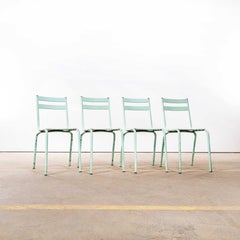 1950's French ArtProg Light Green Metal Stacking Outdoor Chairs