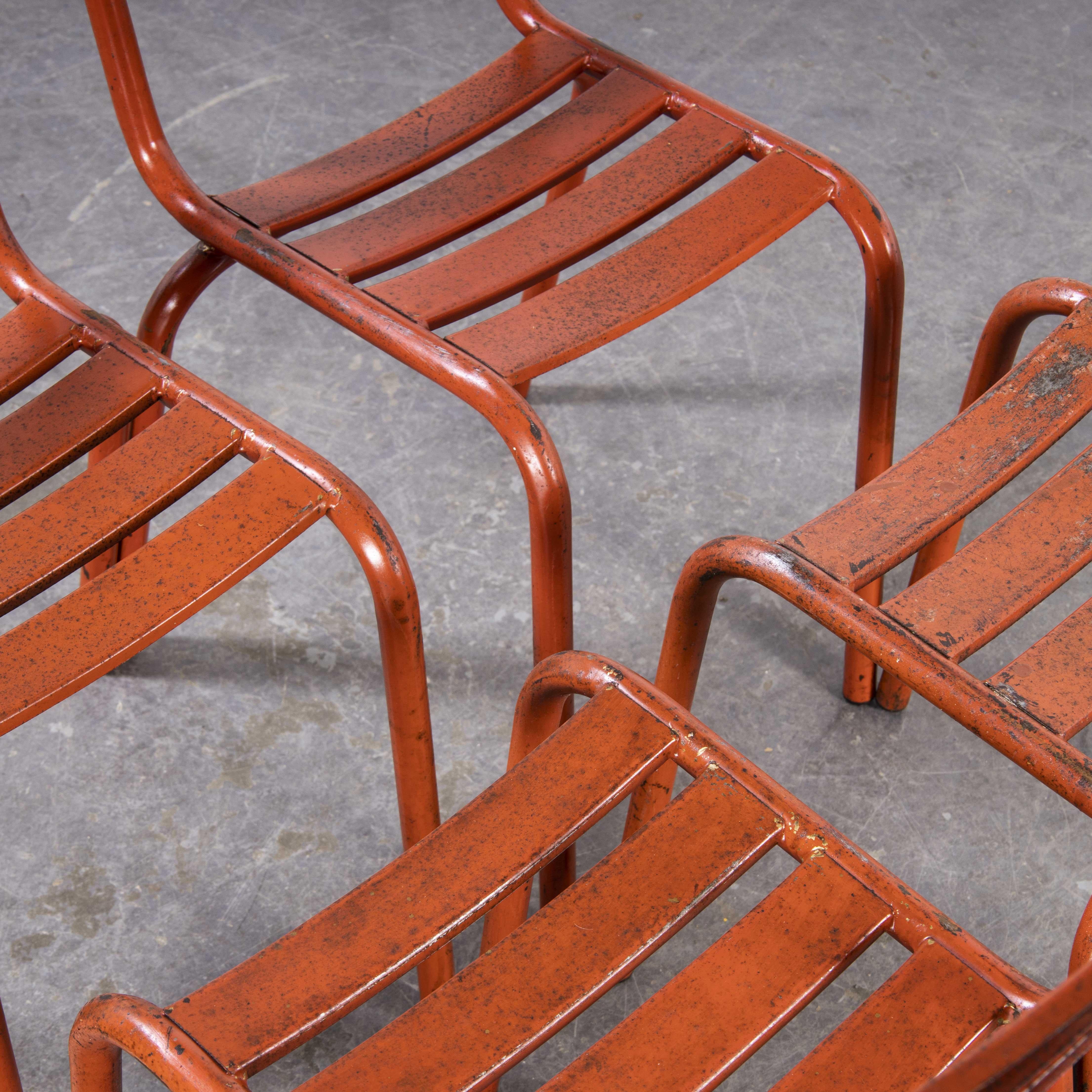 Mid-20th Century 1950’s French ArtProg Metal Stacking Outdoor Chairs – Set Of Four