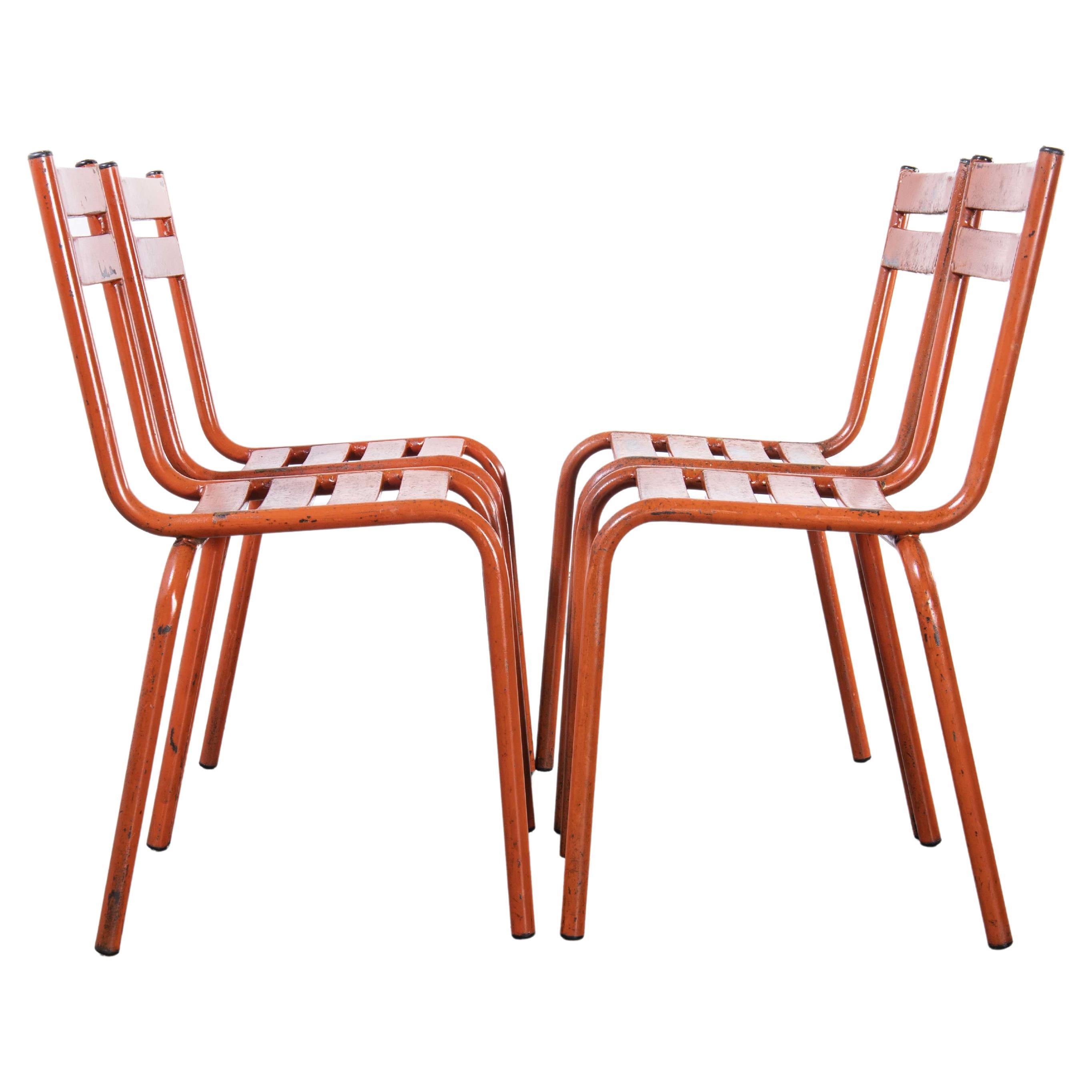 1950’s French ArtProg Metal Stacking Outdoor Chairs – Set Of Four