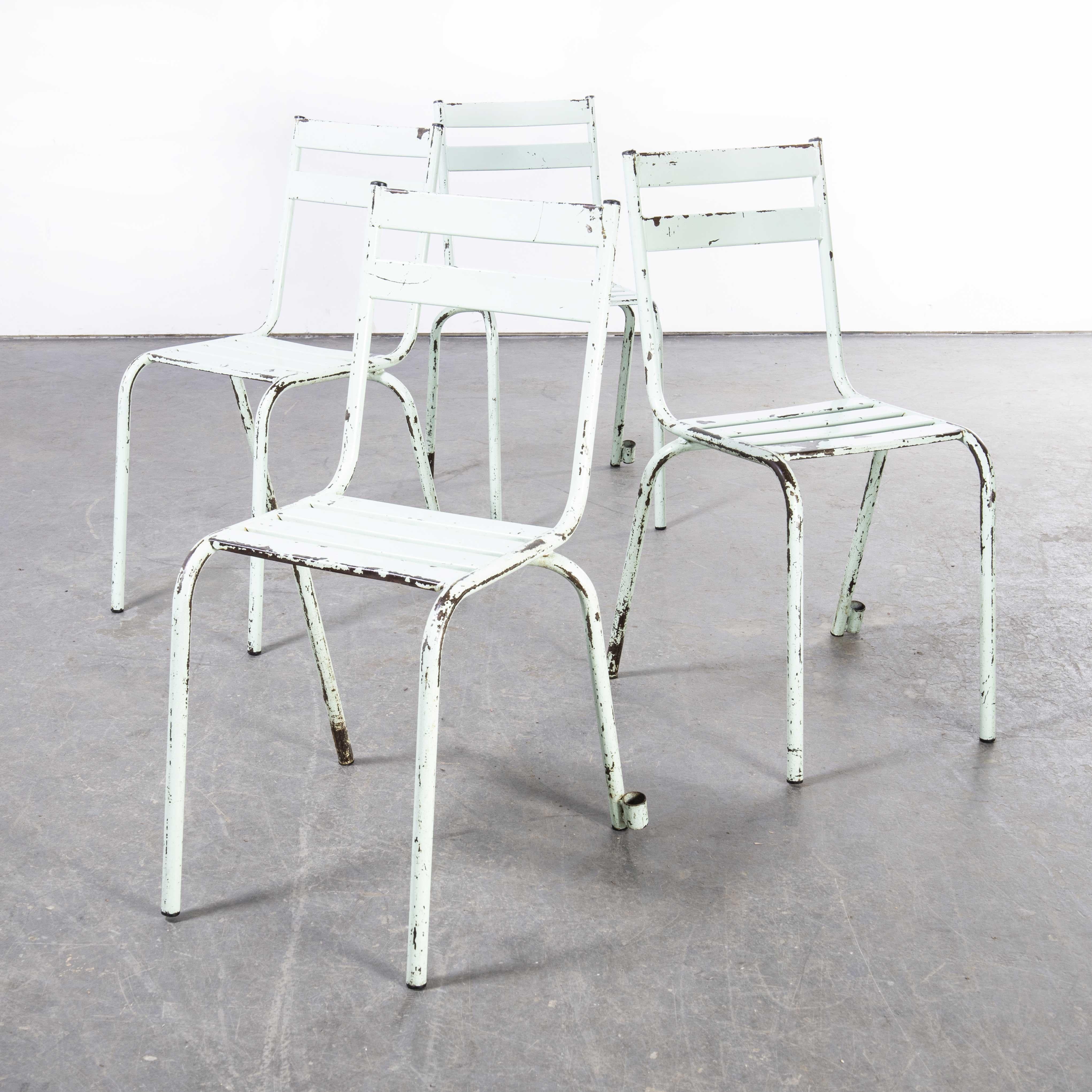 1950's French Artprog Mint Metal Stacking Outdoor Chairs Set of Four For Sale 5